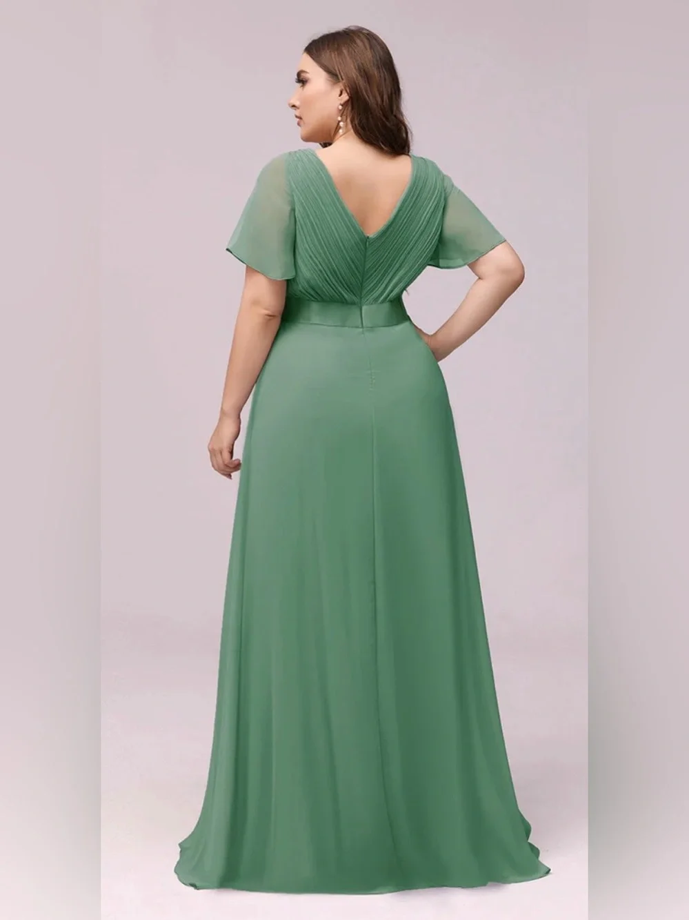 Ever Pretty Double V-Neck Ruffles Plus Size Chiffon Color Dresses size 18
